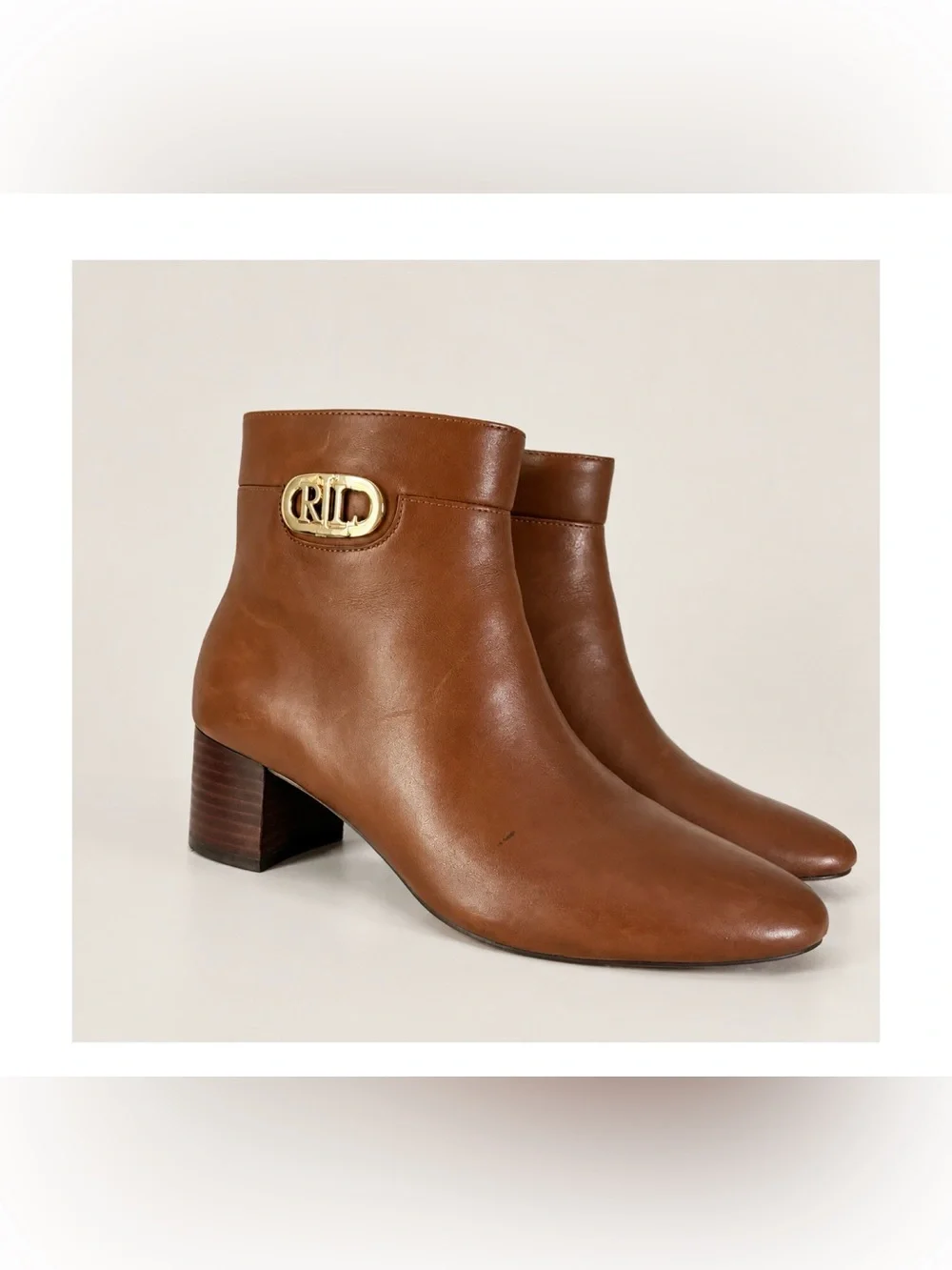 Ralph Lauren “Wynne” Tan Leather Ankle Boots